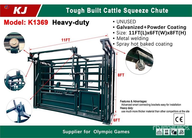 KJ K1369 11 ft x 6 ft Tough Built Cattle Squeeze Chut