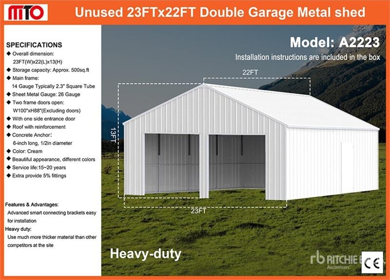 Hangar MTO A2223 22 ft x 23 ft Double Garage Metal Storag — occasion 2026