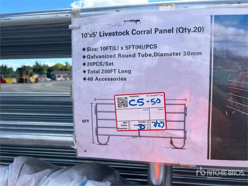 Quantity of (20) 10 ft x 5 ft Livestock Panel (Unu