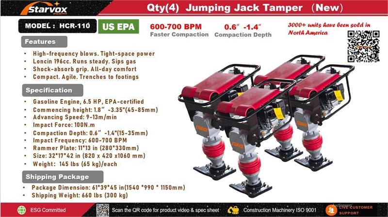 Compacteur Quantity of (4 ) STARVOX HCR-110 Jumping Jack Tam — occasion 2026