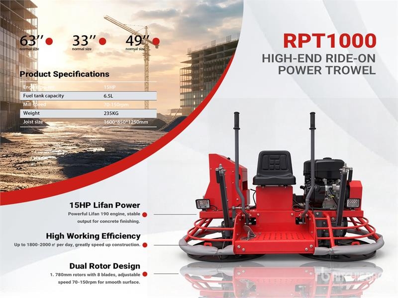 Truelle mécanique RPT1000 Ride-On Power Trowel (Unused) — occasion 2026