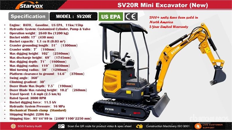 Mini-pelle STARVOX SV20R Mini (Unused) — occasion 2026