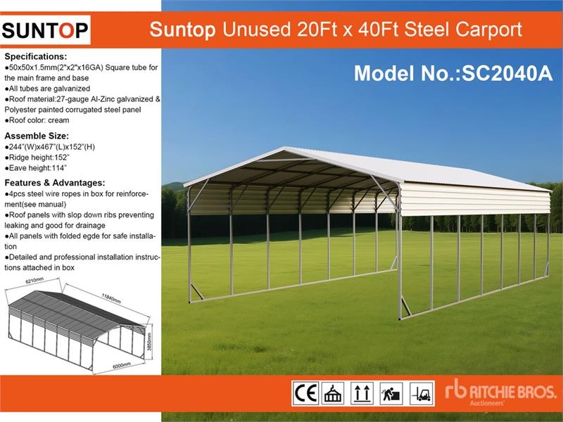 Hangar SUNTOP SC2040A 20 ft x 40 ft Carport (Unused) — occasion 2026