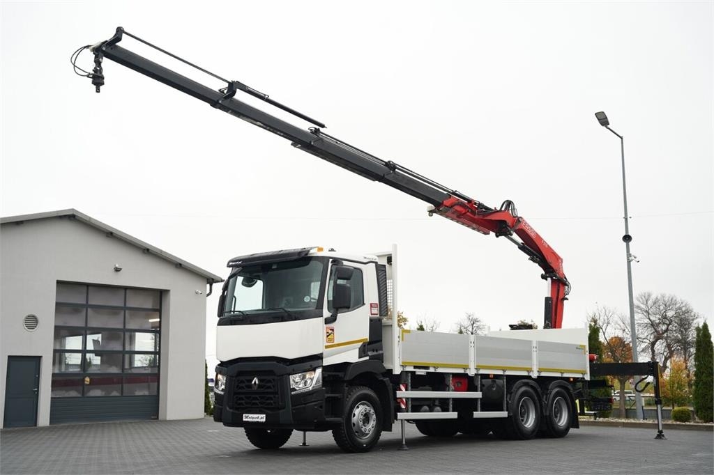 Camion plateau Renault C 380 / 6x4 / SKRZYNIOWY 6,7 m / + HDS FASSI F215A — occasion 2019