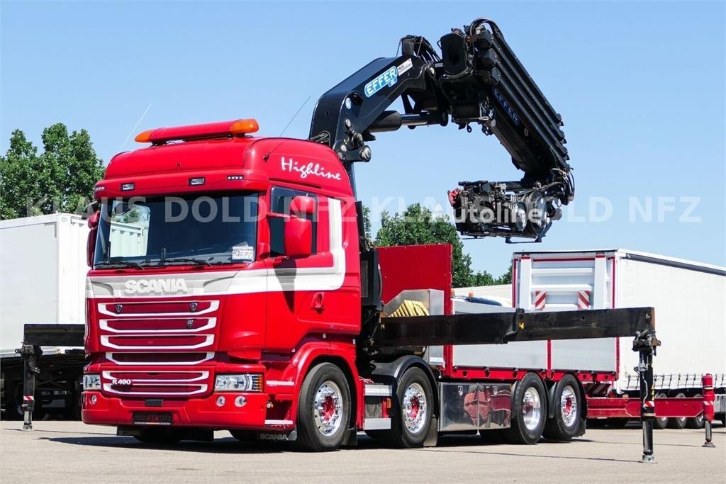 Scania R 490 Flatbed Truck / Effer Crane / Radio Remote C