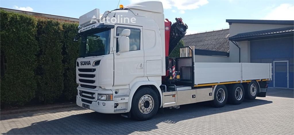 Scania R580 - Flatbed + crane 8x4