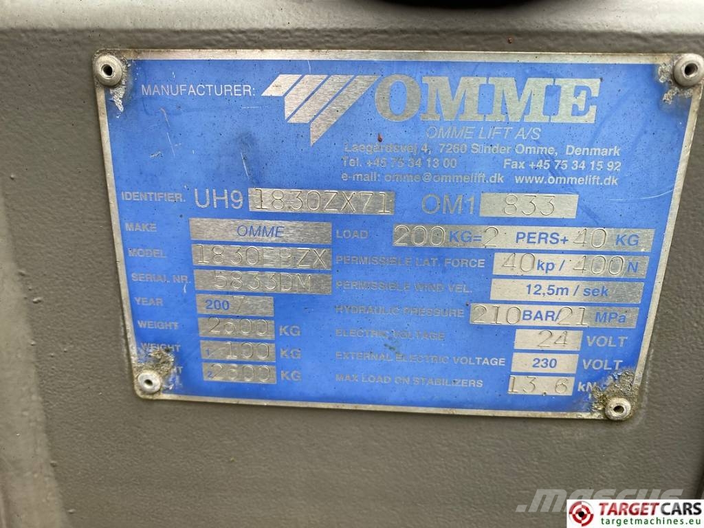 Omme 1830EBZX Articulated Electric Tow Boom Lift 1830cm Trailermonterede lifte