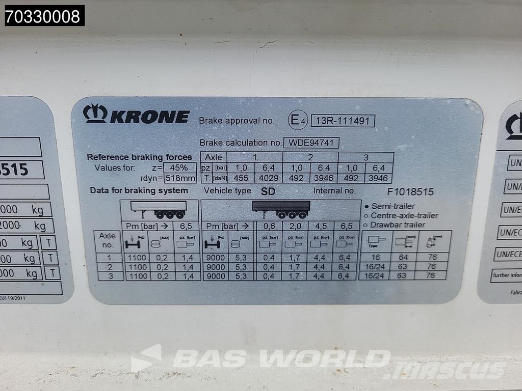 Krone SD SD 3 axles TÜV 03/27 Doppelstock Liftachse Semirremolques con carrocería de caja