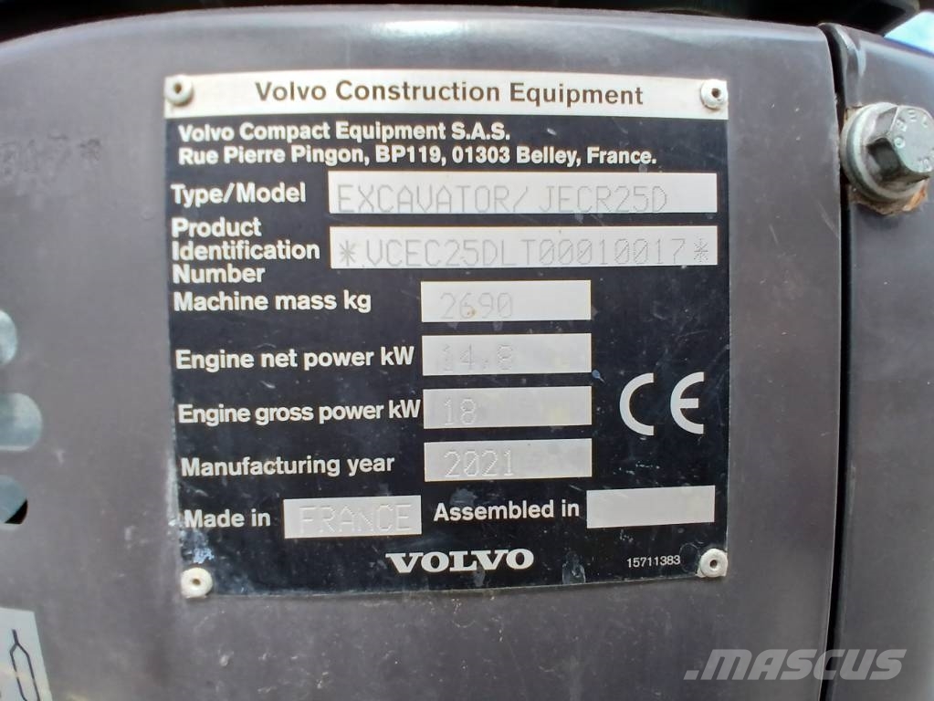 Volvo JECR 25 D Electric Mini pelle < 7t