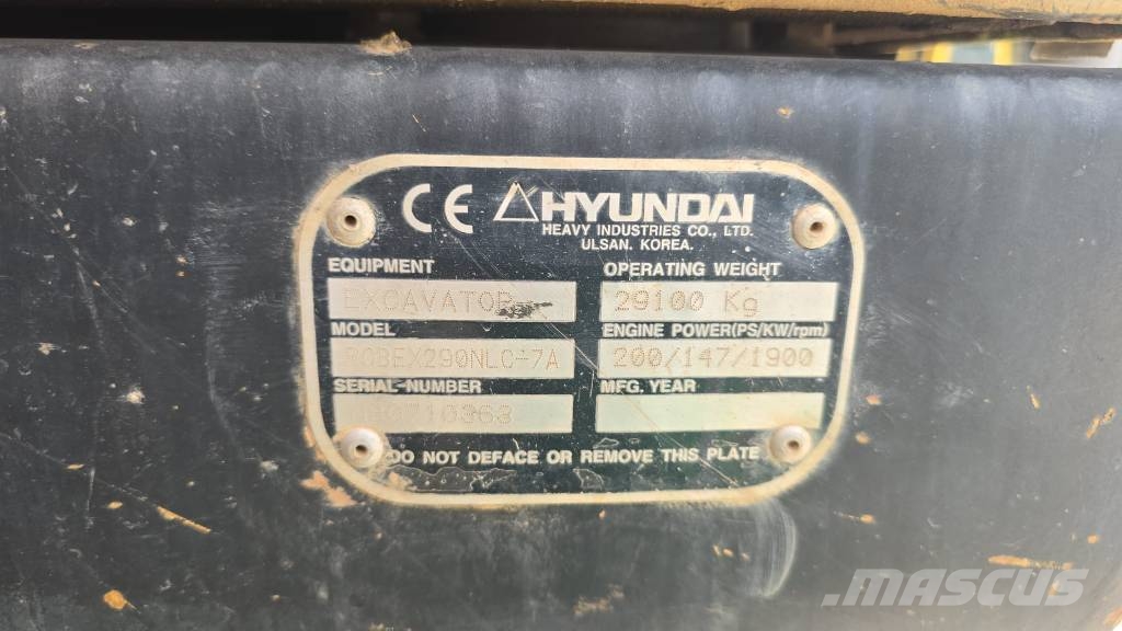 Hyundai Robex 290 N LC-7 A حفارات زحافة