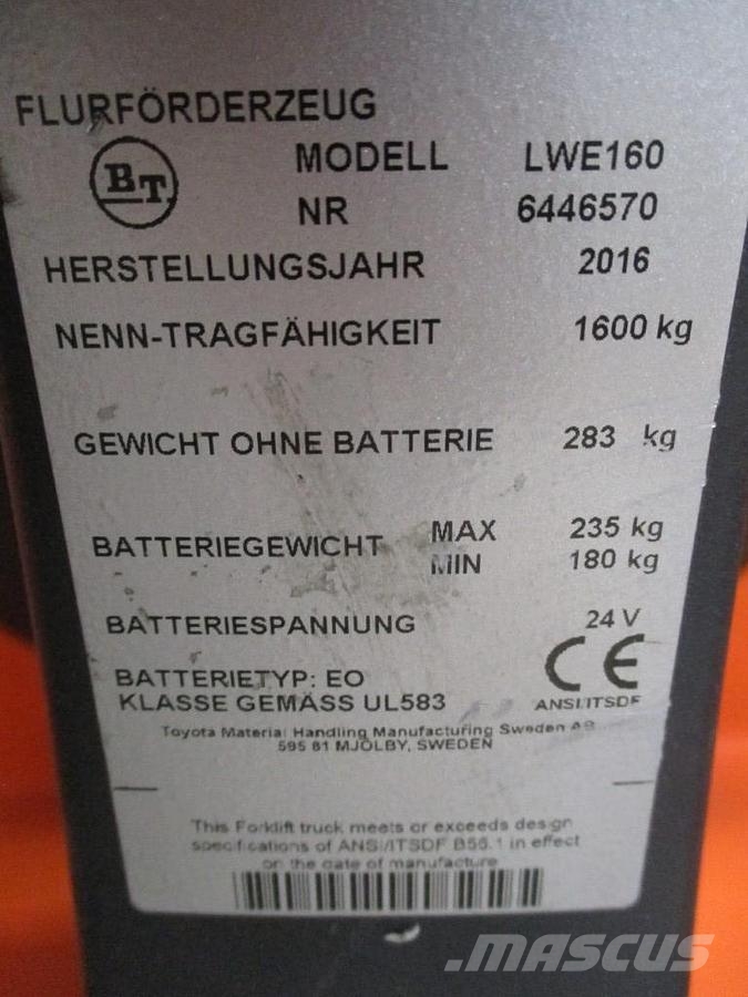 BT LWE160 Elektriline alusesiirdaja