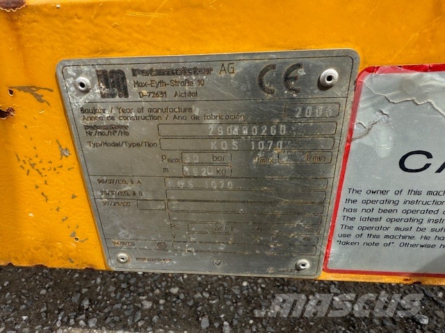 Putzmeister KOS 1070 USED CONCRETE PUMP Accesorios y repuestos para equipo de perforación
