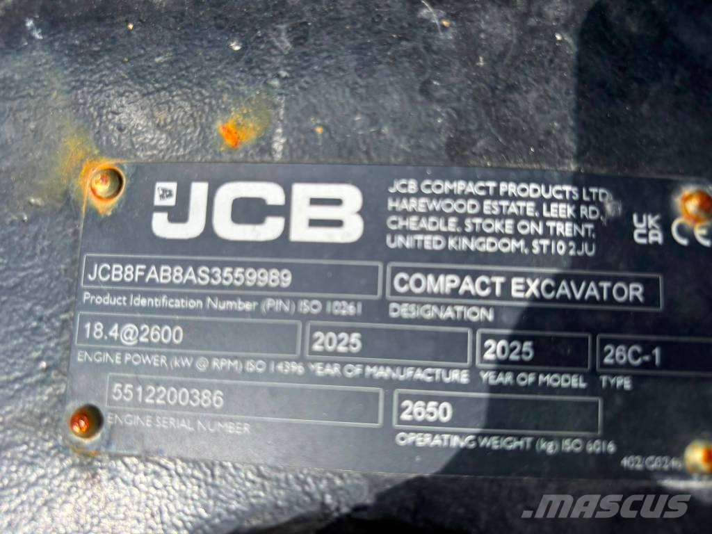 JCB 26C Minigraafmachines < 7t