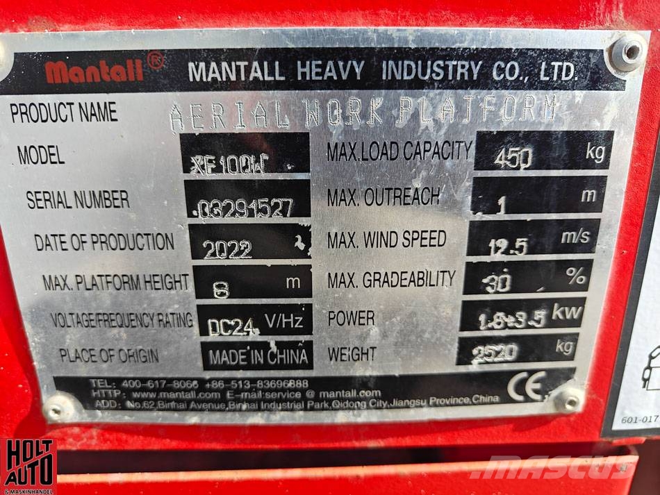 Mantall XE 100W Schaarhoogwerkers
