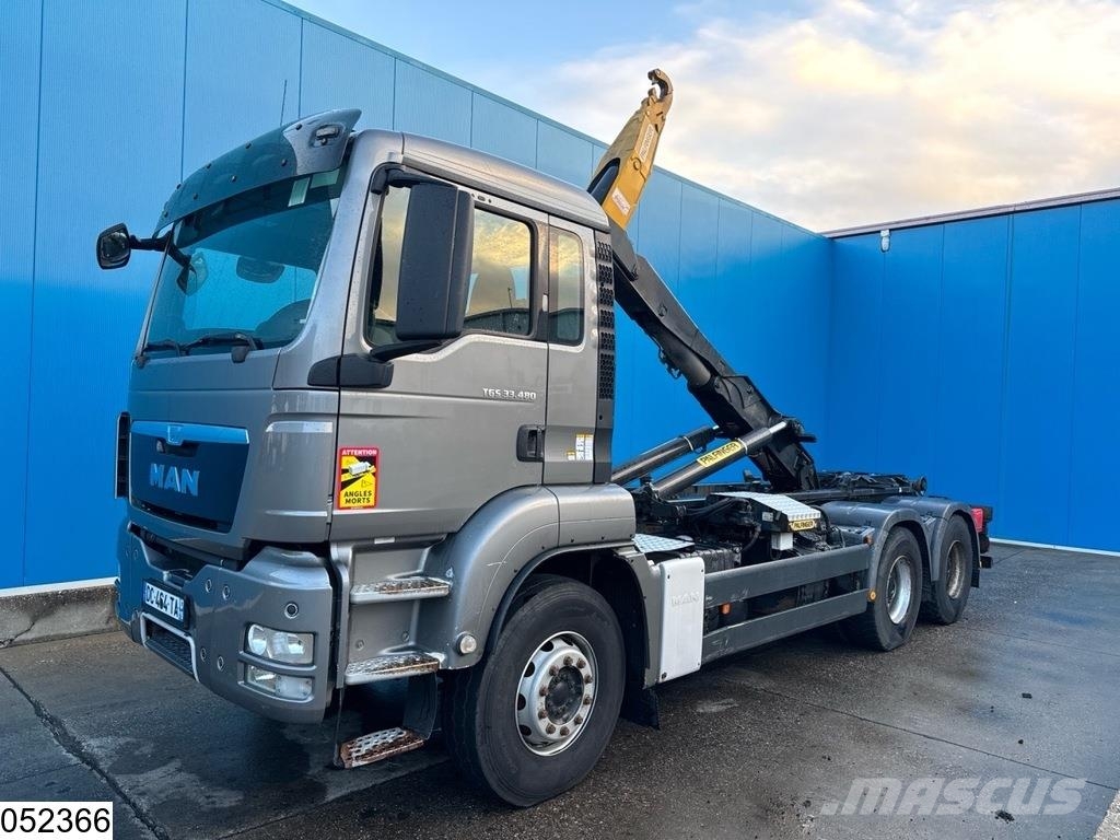 MAN TGS 33 480 6x4, EURO 5, Palfinger, Retarder Treileri ar āķi