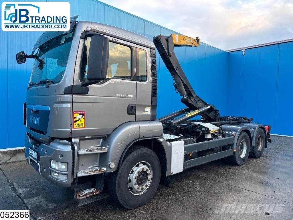 MAN TGS 33 480 6x4, EURO 5, Palfinger, Retarder Treileri ar āķi