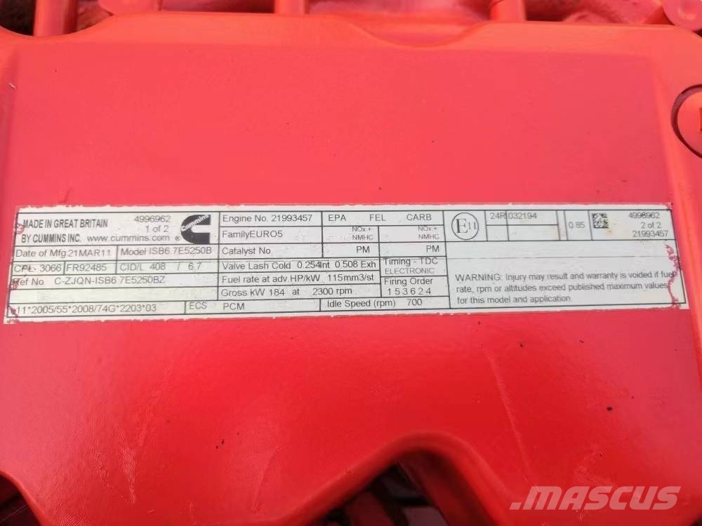 Cummins ISB6.7E5250B construction machinery motor Motorji