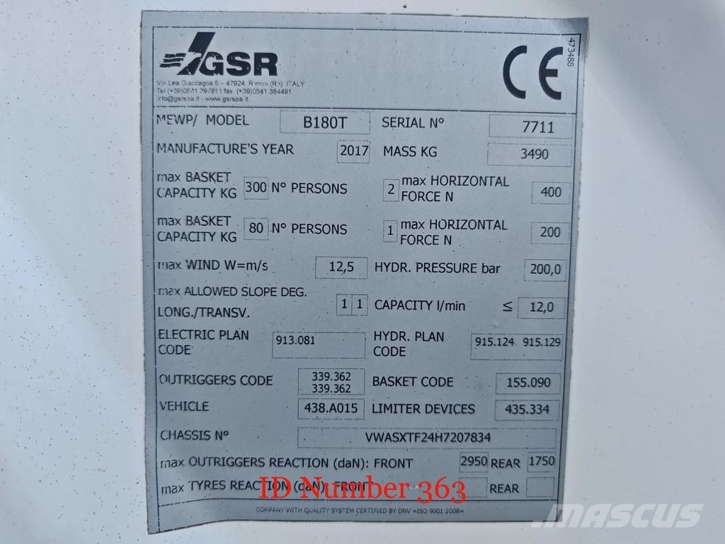 Nissan Cabstar 35.13 NT400 GSR B180T 트럭 탑재 고소작업대