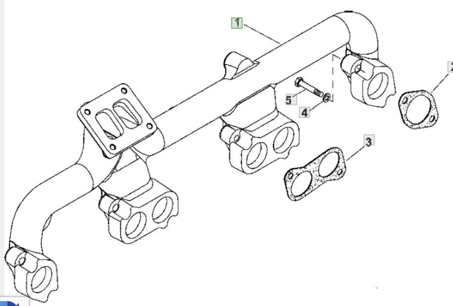 Exhaust manifold R505566 6081HRW42 John Deere 7920 Motorer