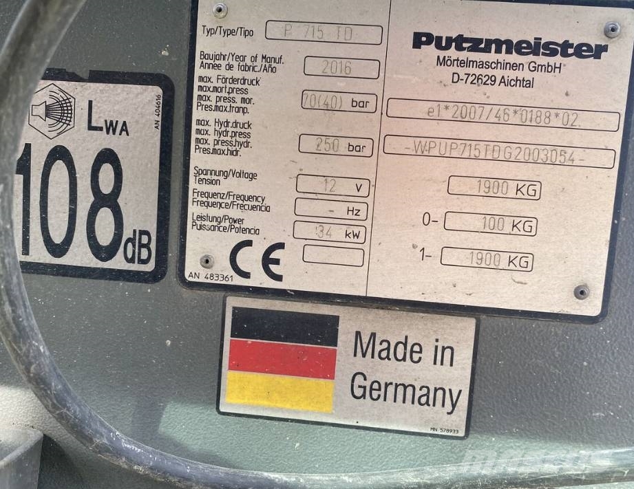 Putzmeister P 715 TD Betono siurbliai
