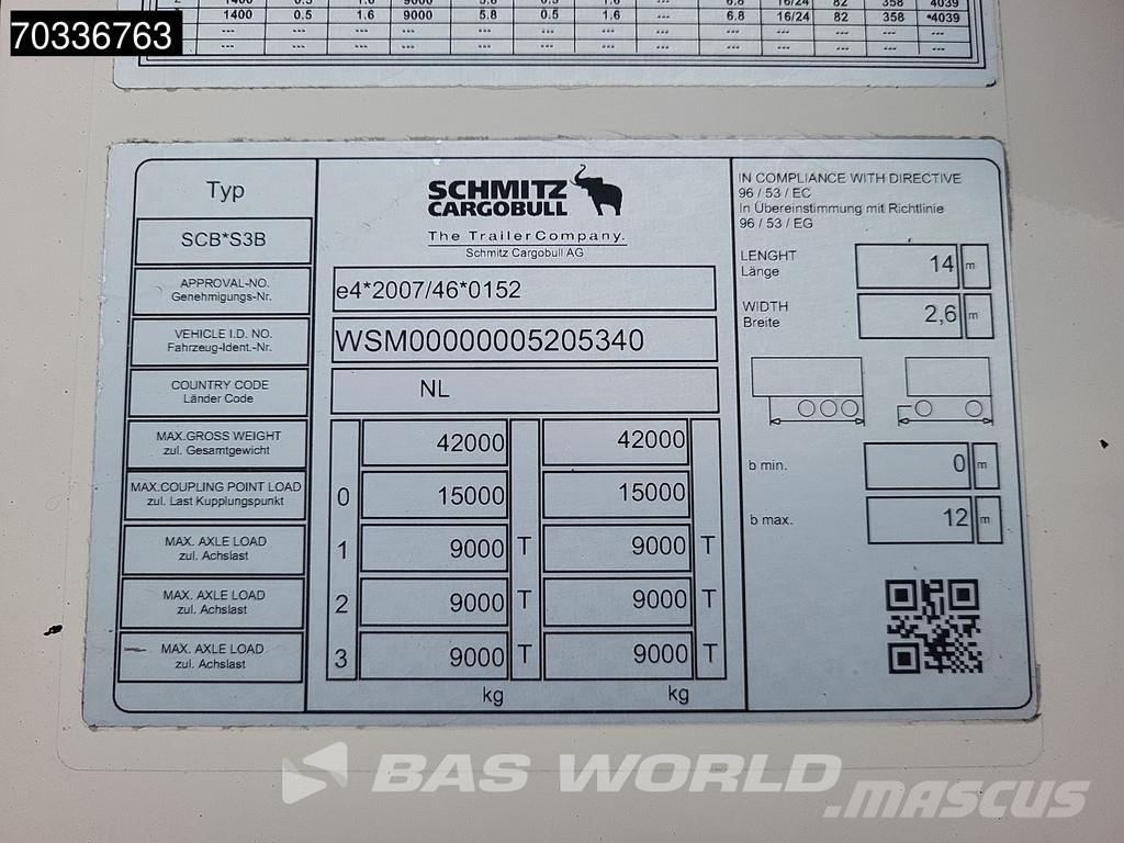 Schmitz Cargobull SCB*S3B 3 axles TUV 08/27 Doppelstock Doppelverdam Poluprikolice hladnjače