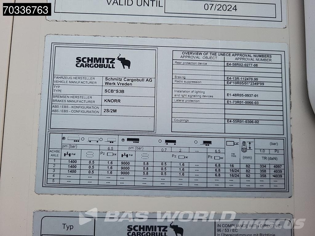 Schmitz Cargobull SCB*S3B 3 axles TUV 08/27 Doppelstock Doppelverdam Poluprikolice hladnjače