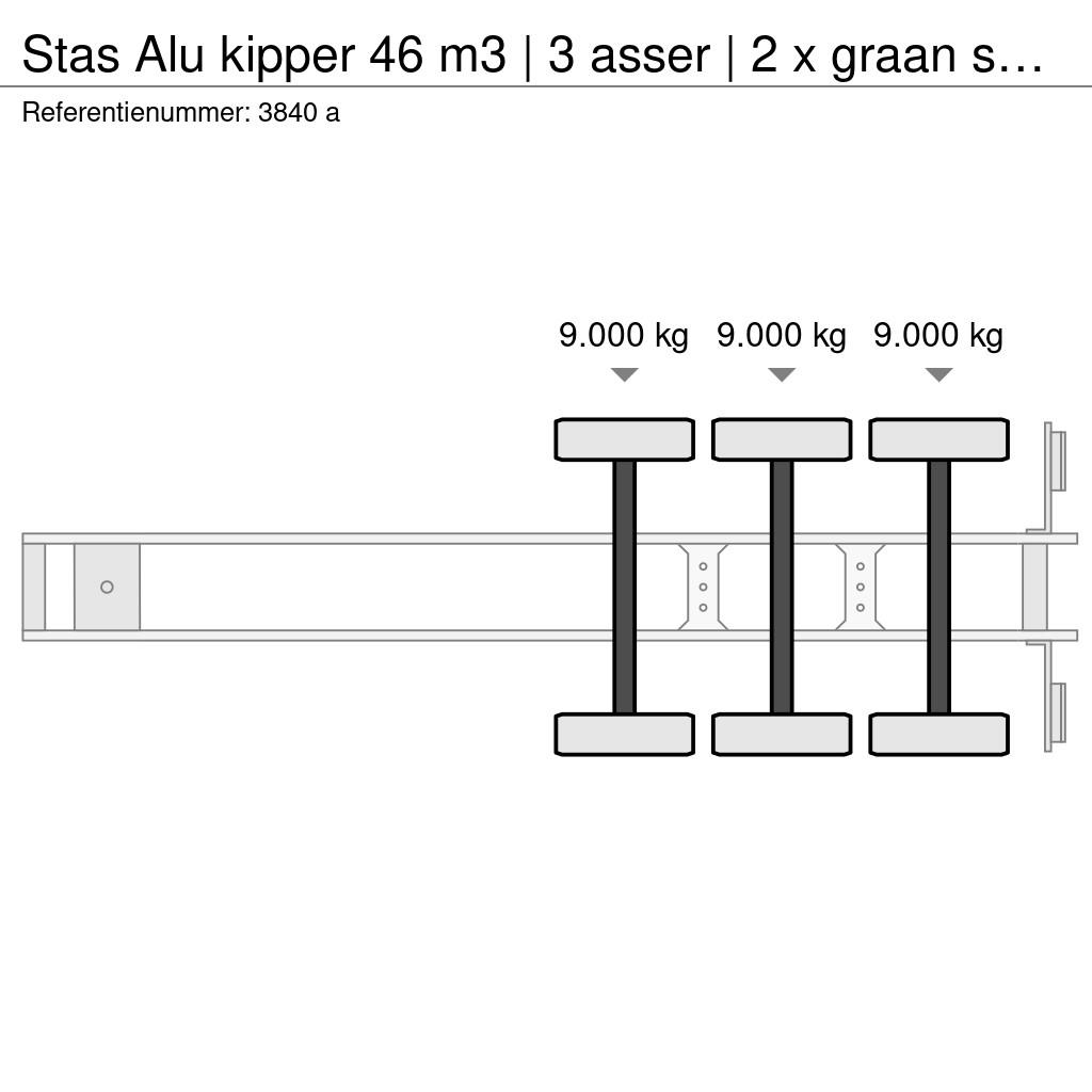 Stas Alu kipper 46 m3 | 3 asser | 2 x graan schuif Semirremolques de volteo