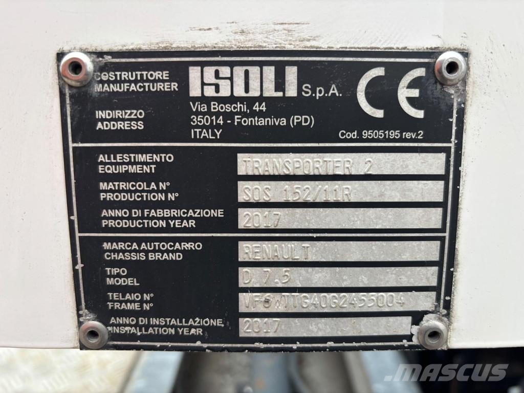 Renault D 7.5 4x2 ISOLI TRANSPORTER 2 / PLATFORM L=5520 mm Evakuatori