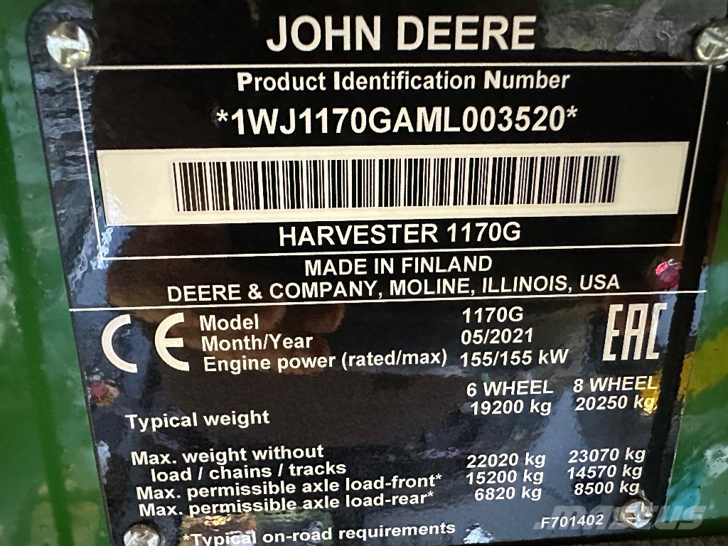 John Deere 1170G Harvesters