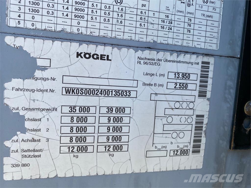 Kögel SN 24 VIN 033 Curtainsider semi-trailers