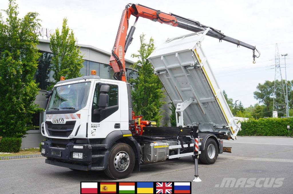 Fassi 330 依维柯 STRALIS 330 E6 / FASSI 195A 8.5 T / 3-side tipper, 2016, Kraków ...