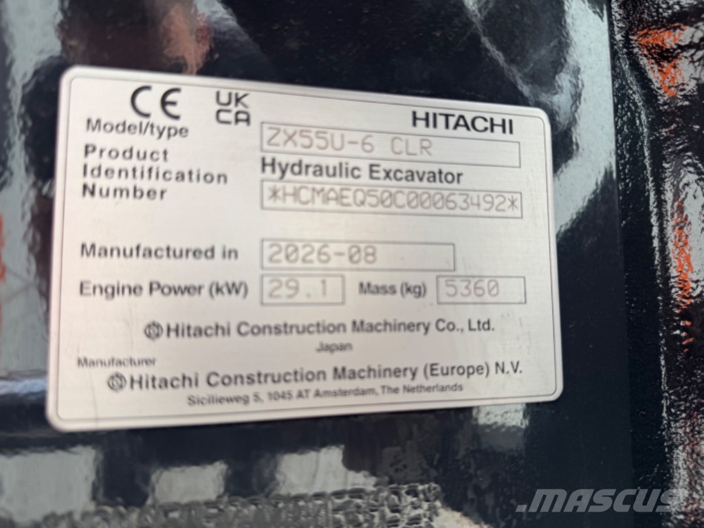 Hitachi ZX 55 U-6 حفارات صغيرة أقل من 7 طن (حفارات صغيرة)