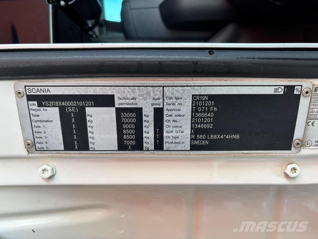 Scania R580 8x4 RETARDER / HYDRAULIC TAILGATE / TIPPER + Bañeras basculantes usadas