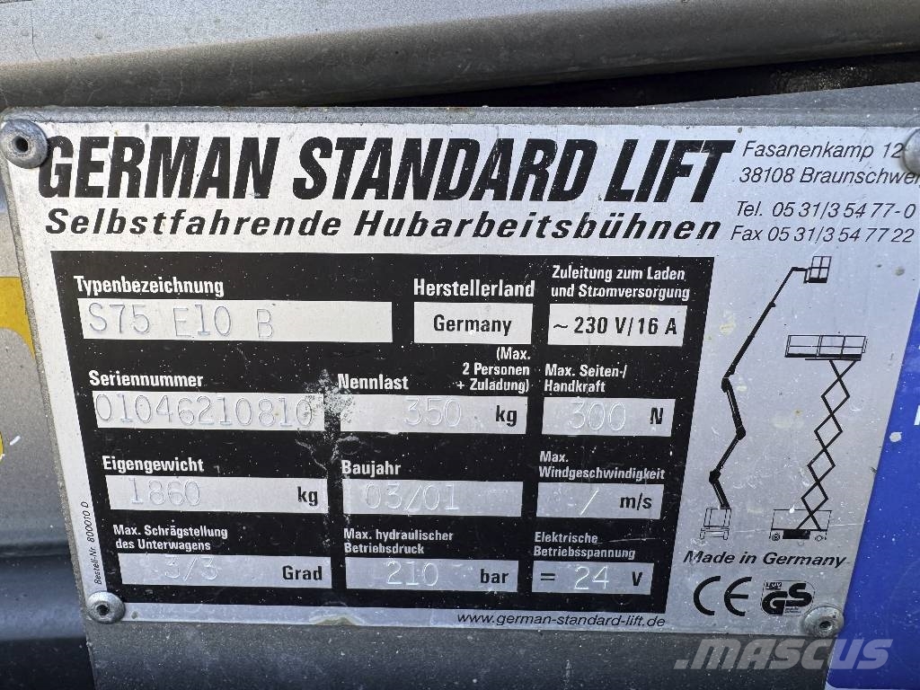 GSL German Standar Lift S 75 E 10 Hubarbeitsbühne Schaarhoogwerkers
