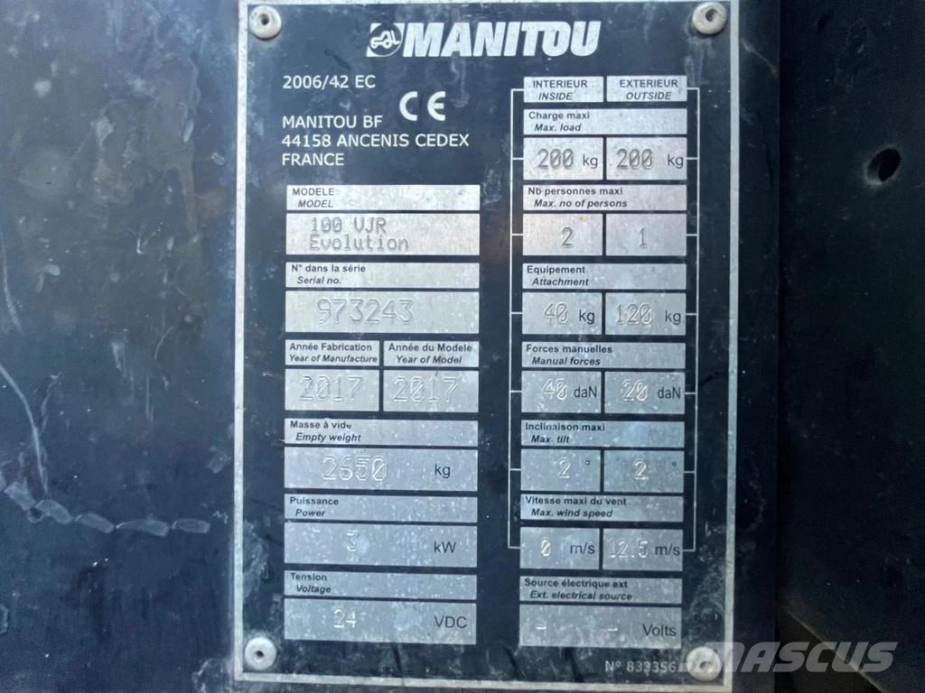 Manitou 100VJR Evolution 견인식 전동이동 리프트