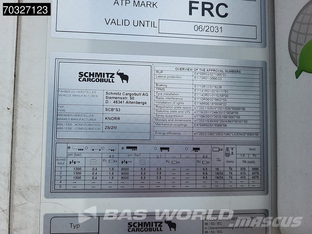 Schmitz Cargobull SCB*S3B 3 axles Doppelstock Palletkist 온도 조절식 세미 트레일러