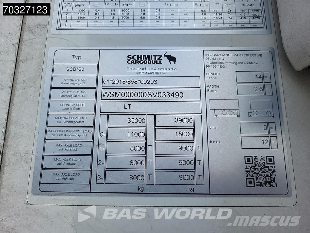 Schmitz Cargobull SCB*S3B 3 axles Doppelstock Palletkist 온도 조절식 세미 트레일러