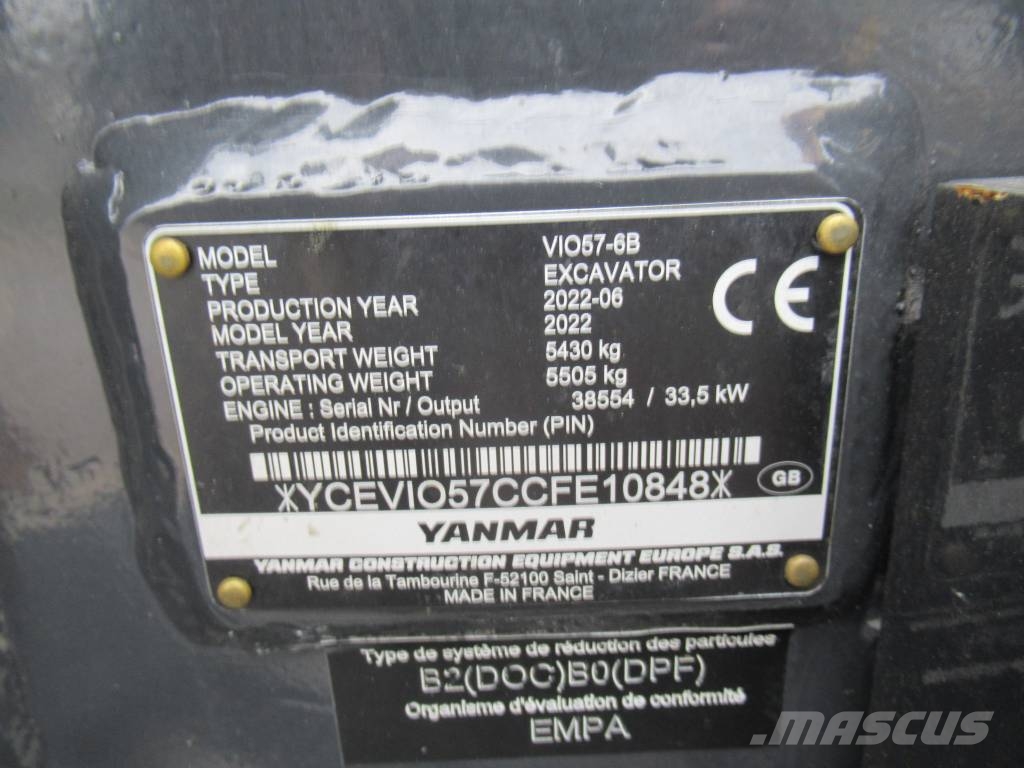 Yanmar VIO57-6B VIRHEETÖN KUNTO حفارات صغيرة أقل من 7 طن (حفارات صغيرة)