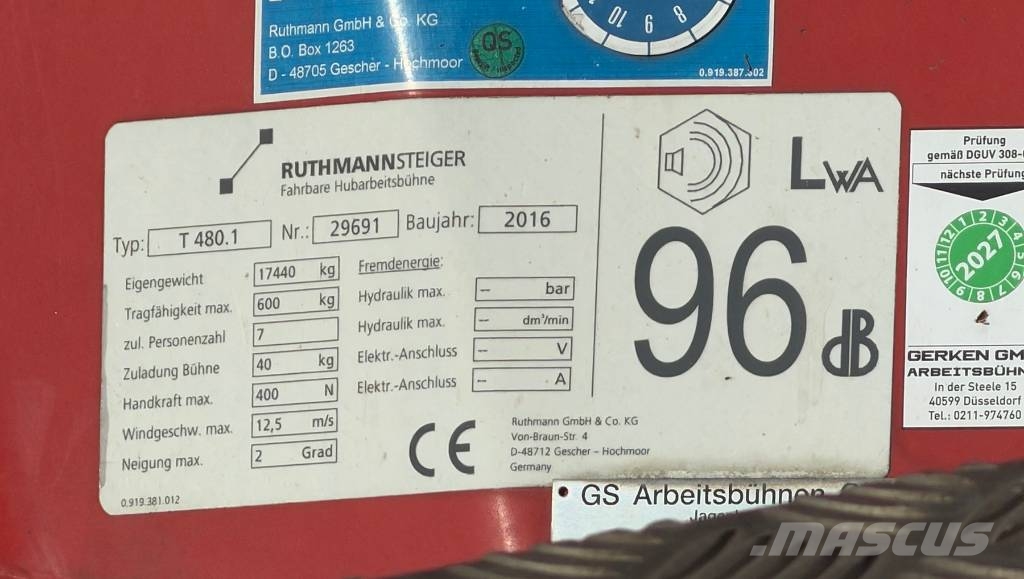 Ruthmann T480.1 Автовишки на базі вантажівки