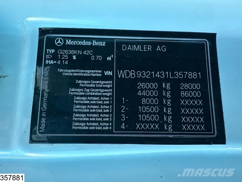 Mercedes-Benz Actros 2636 6x4, Hiab, EPS, Remote, Steel Kipper