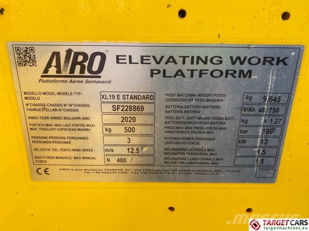 Airo XL 19E Electric XL19E Scissor Work Lift 1900cm Scissor lifts