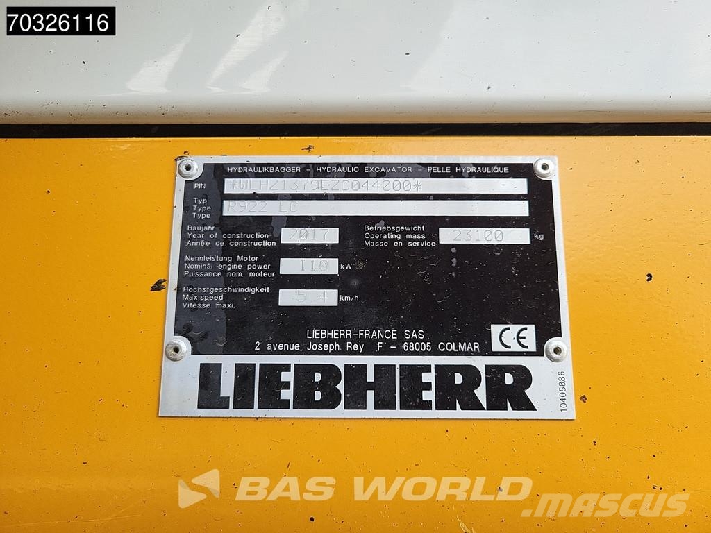 Liebherr R922 LC 履帶式 挖土機/掘鑿機/挖掘機