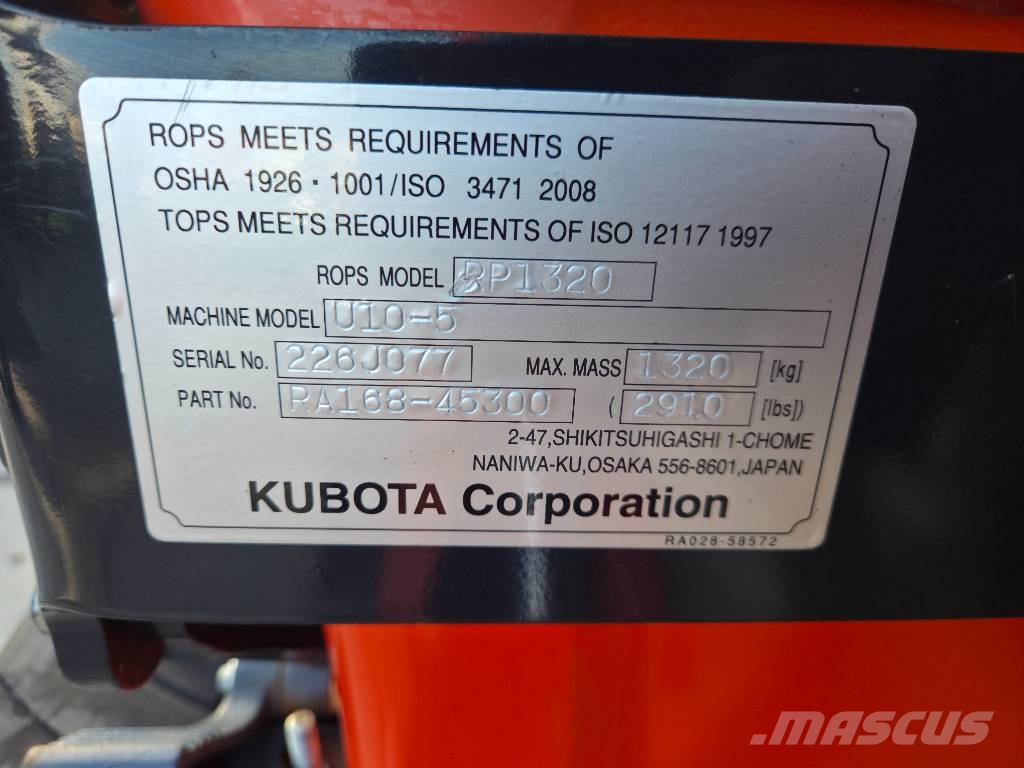 Kubota U 10-5 Mini bagri <7t