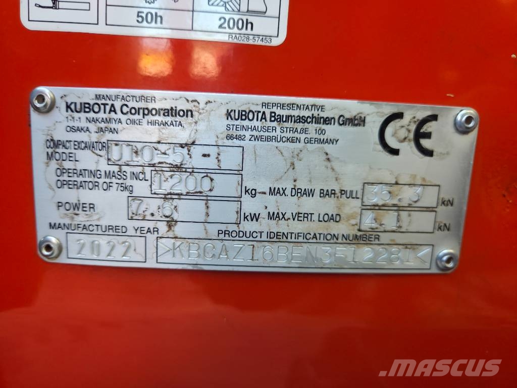 Kubota U 10-5 Mini bagri <7t