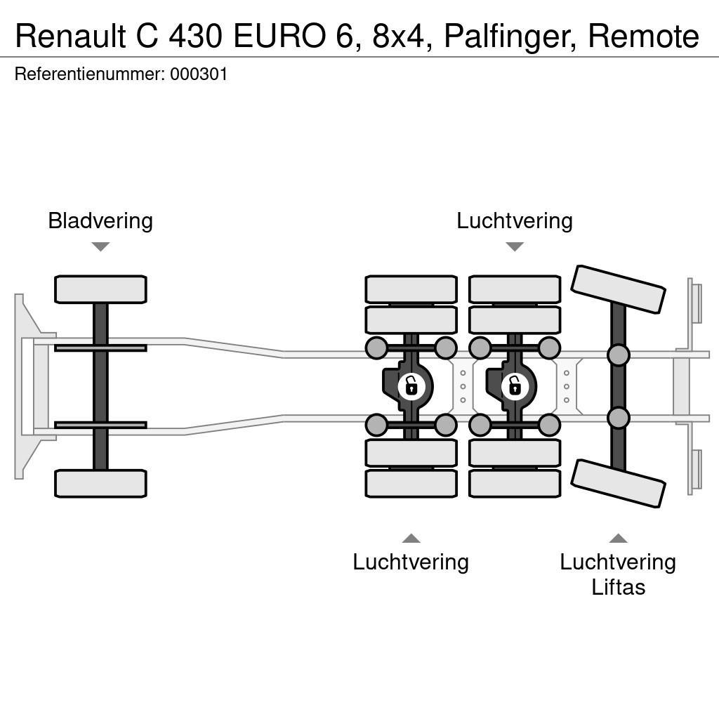 Renault C 430 EURO 6, 8x4, Palfinger, Remote Camiones de cama baja