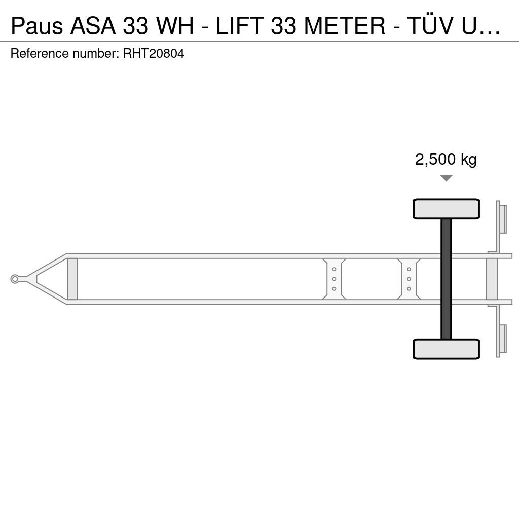 Paus ASA 33 WH - LIFT 33 METER - TÜV UNTILL 07/2027 المنصات الهوائية المثبتة على مقطورة