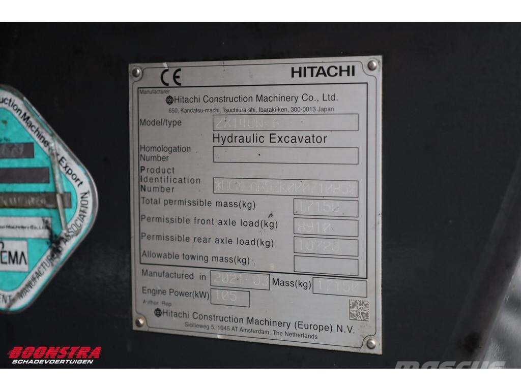 Hitachi ZX140W-6 BY 2021 8.200 Uur حفارات خاصة