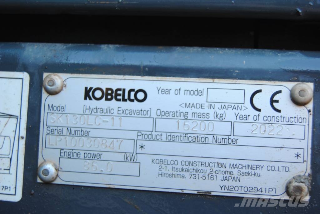 Kobelco SK130LC-11 Vikšriniai ekskavatoriai