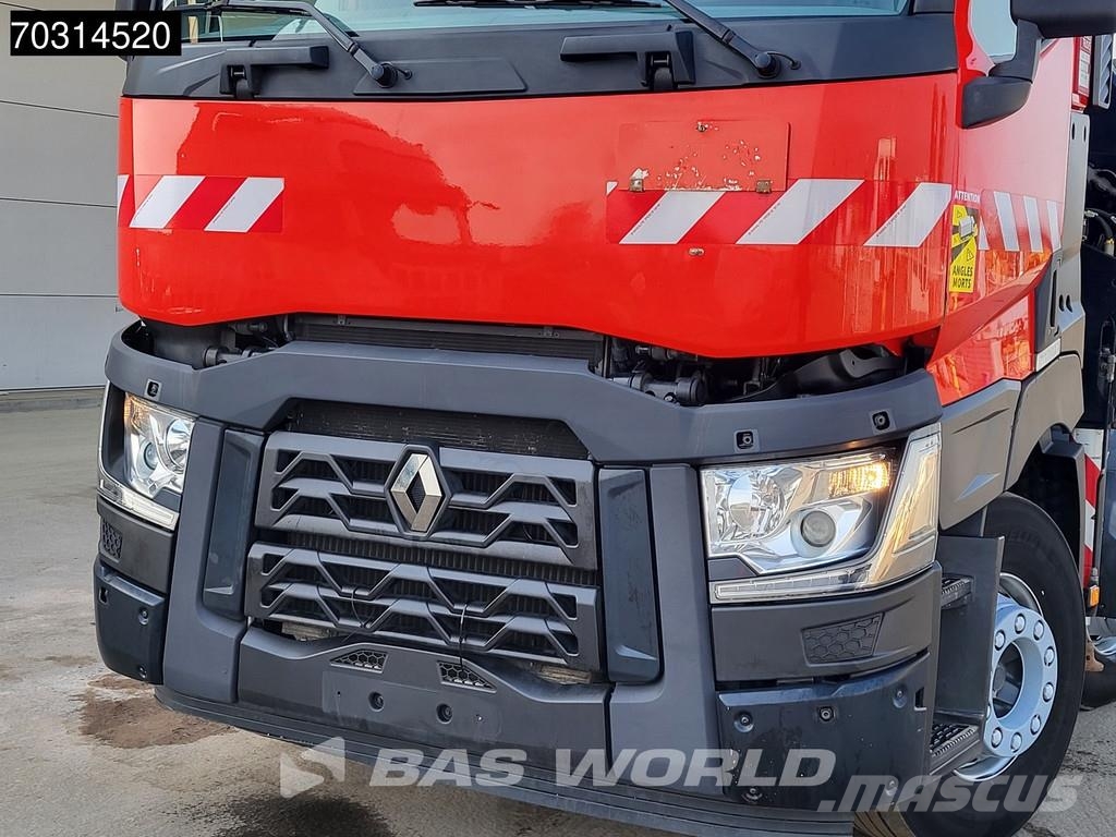 Renault C 460 8X2 HIAB 477EP-2 HIPRO Crane Kran Lift+steer 平板式/側卸式卡車