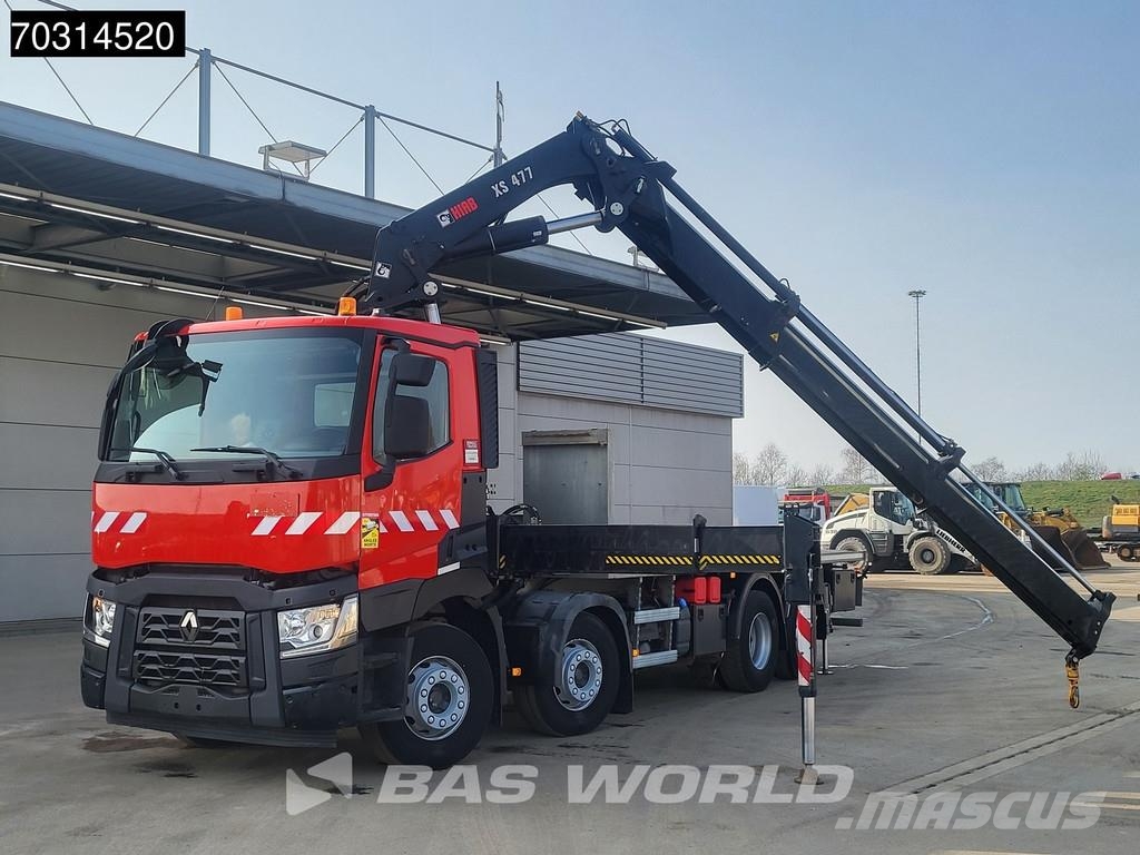 Renault C 460 8X2 HIAB 477EP-2 HIPRO Crane Kran Lift+steer Tovornjaki s kesonom/platojem